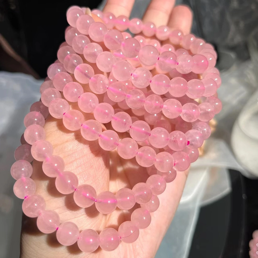 天然马达加斯加粉水晶8-10mm幂姐同款手链女人缘魅力多样性发其一