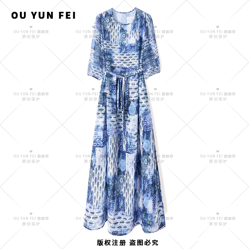 新款夏季气质时尚印花女装连衣裙F1362