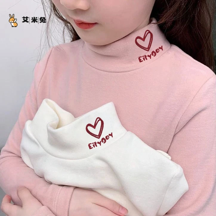 女童打底衫秋冬长袖T恤中大童女宝宝内搭半高领洋气德绒保暖上衣