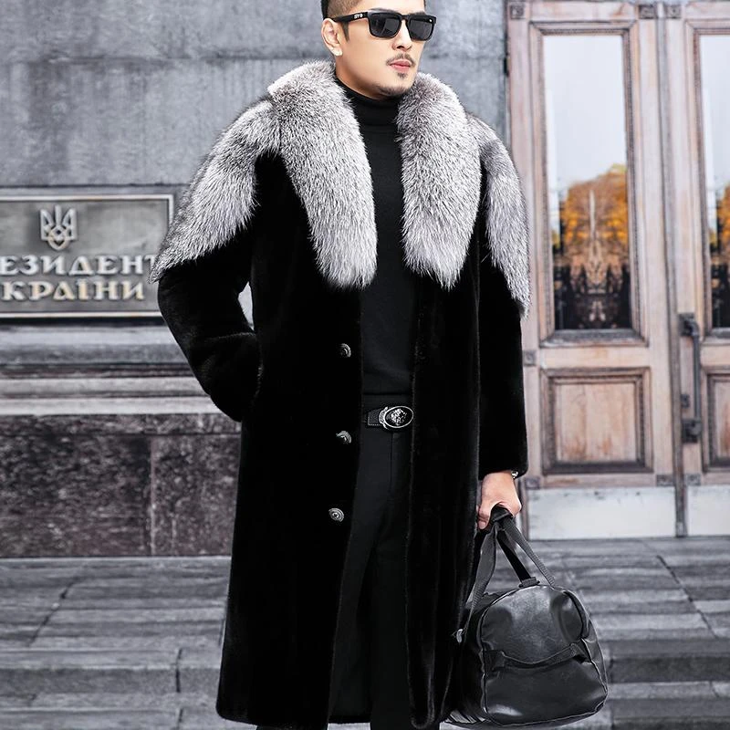 貂皮外套男装水貂皮草男款时尚皮毛一体秋冬冬季休闲轻奢百搭大衣