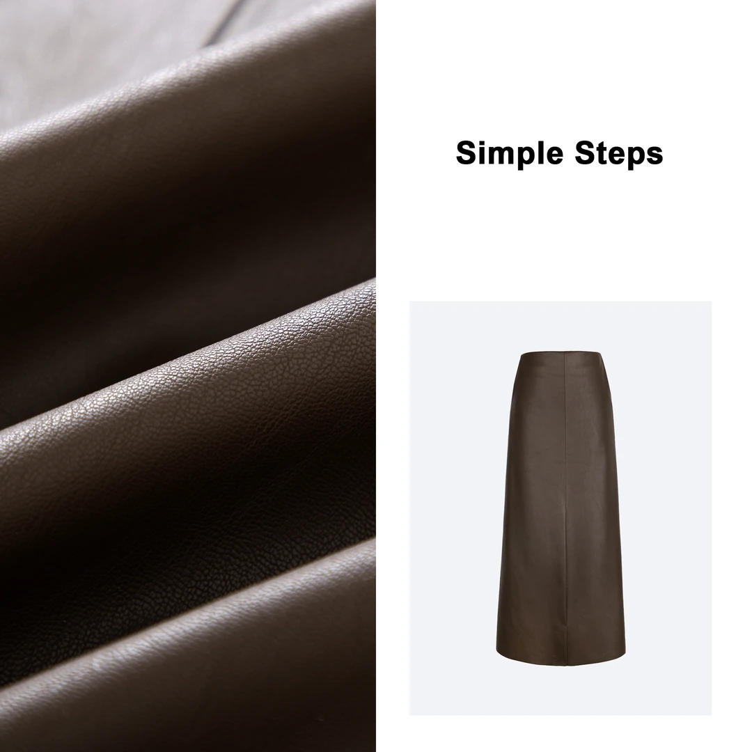 Simple Step美拉德咖色两穿开叉皮半裙23415182