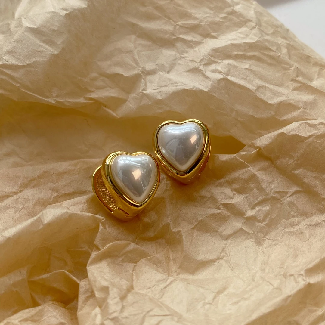 非金属仿珍珠耳饰 秋冬金色韩版ins温柔百搭双面耳扣时尚耳钉A40