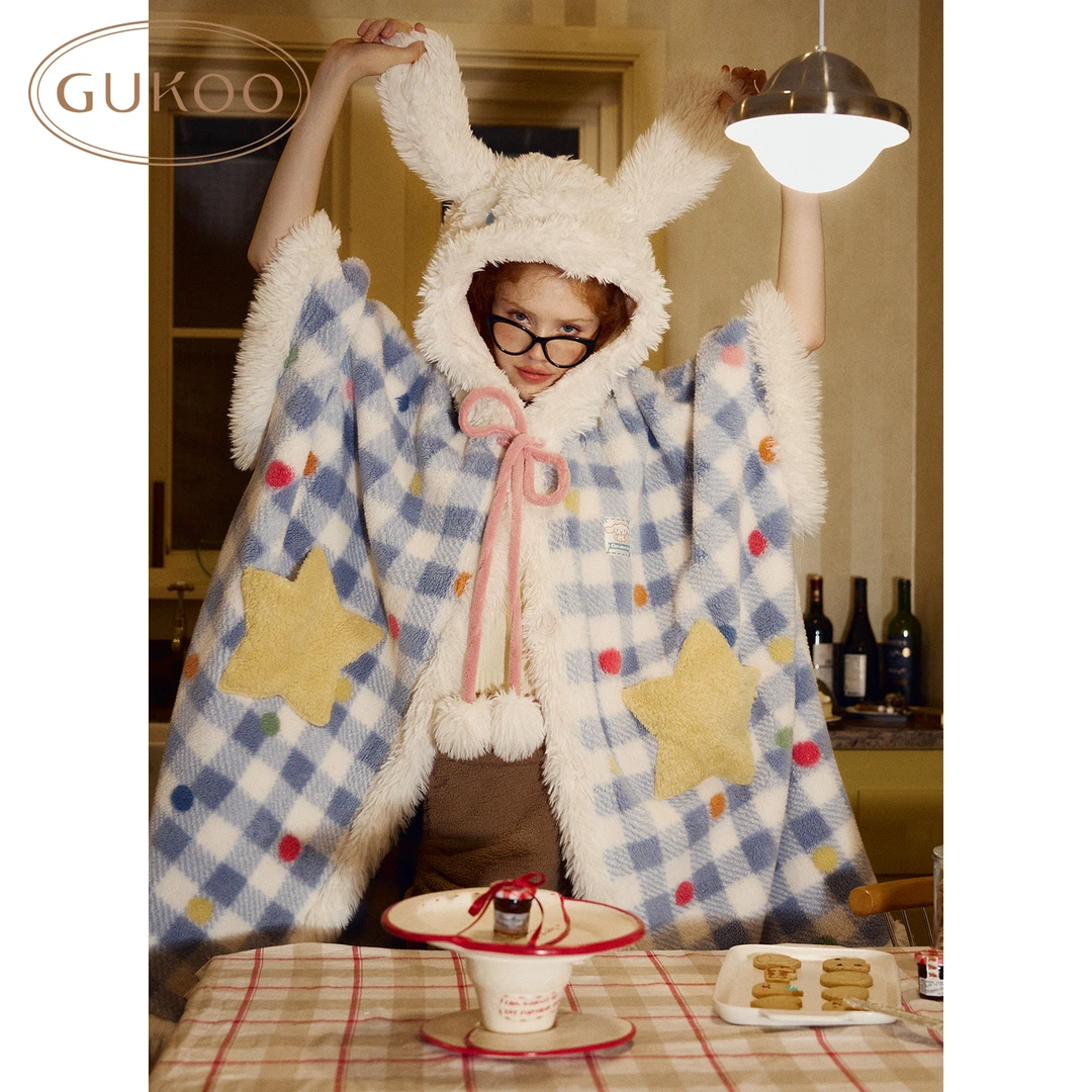【Gukoo果壳】三丽鸥大耳狗连帽立体加厚北极绒女式斗篷家居服睡袍