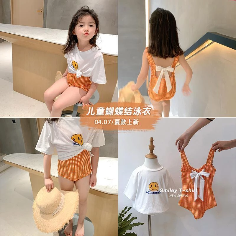 儿童一体式泳衣套装时尚夏款女宝宝可爱比基尼三角式泳装两件套潮