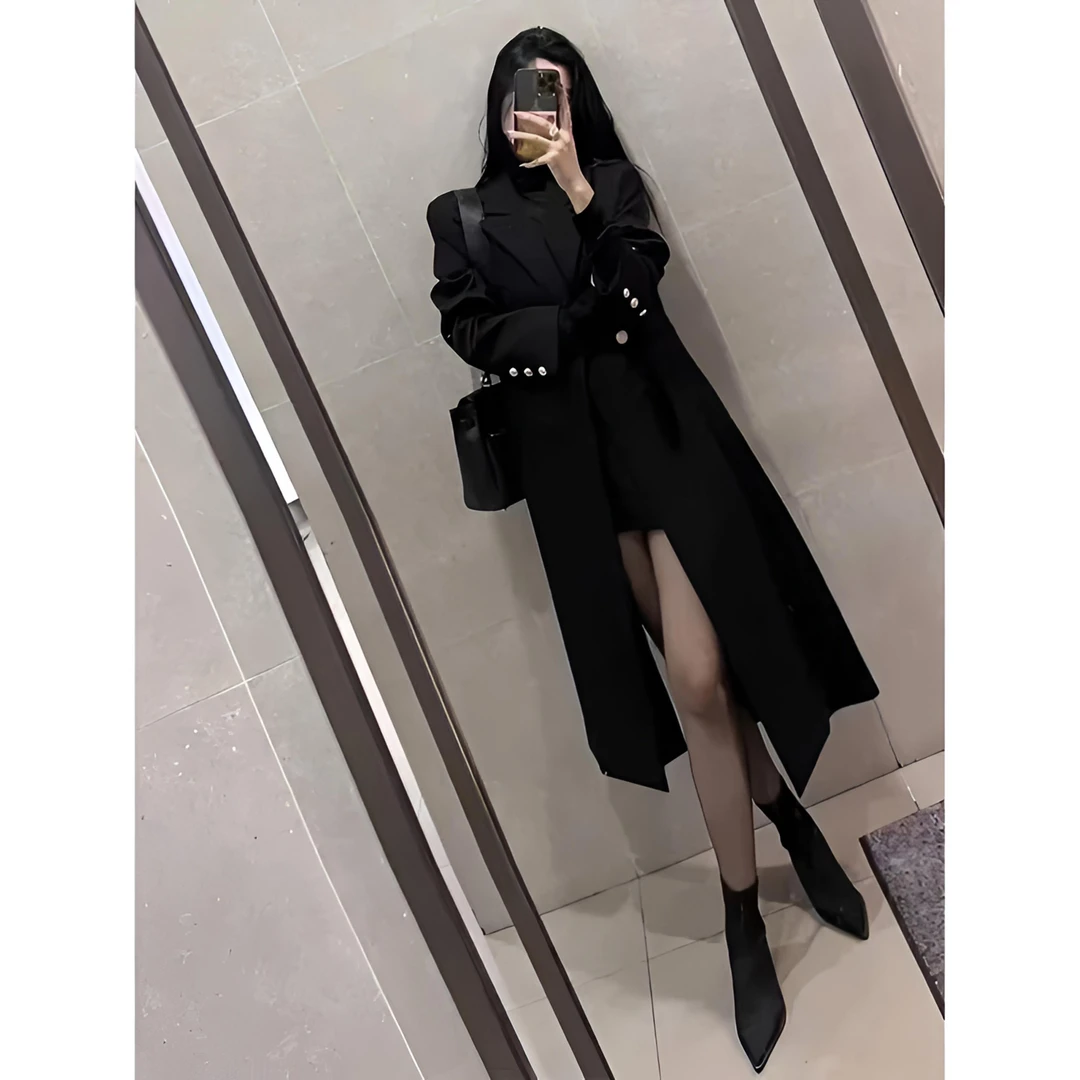 2024秋冬新款大女主西装大衣小众设计感显瘦高级感厚长款西服外套