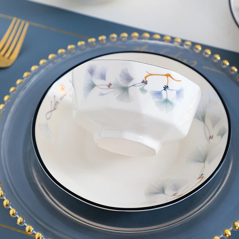 【银杏花开7英寸盘6只装】家用陶瓷餐具