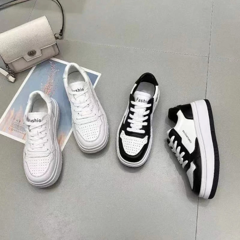 小白鞋女2024春夏新款真皮厚底板鞋8081