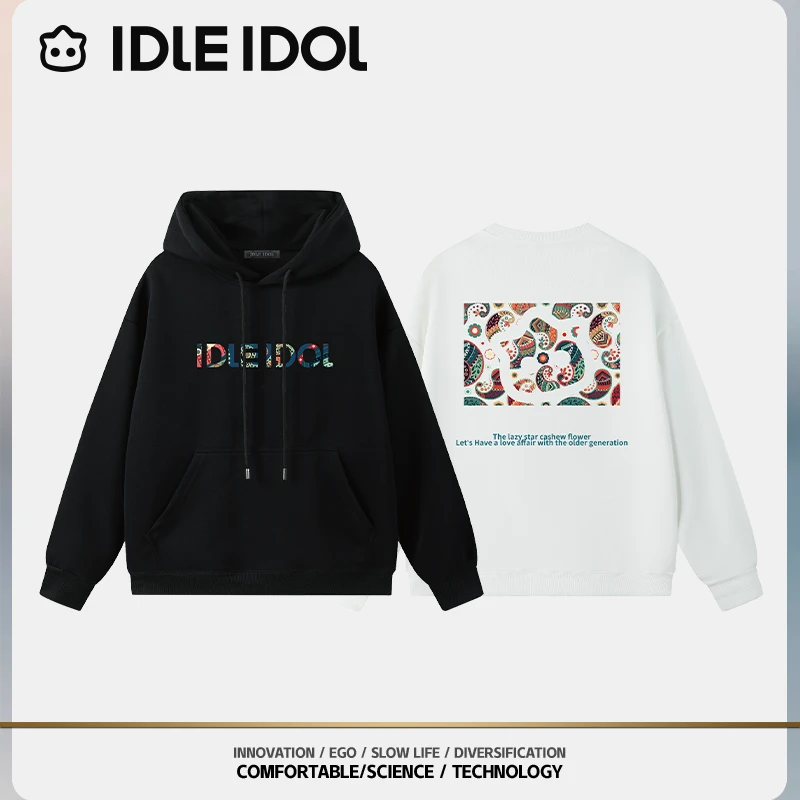 IDLE IDOL潮流百搭腰果花长袖时尚休闲情侣宽松卫衣