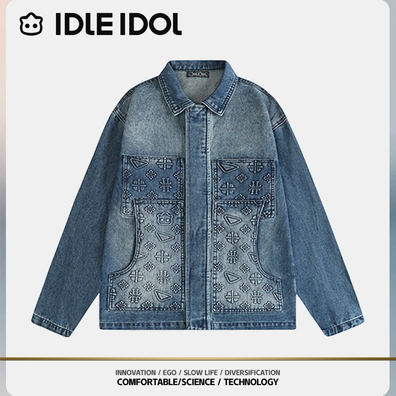 IDLE IDOL【酒窝专属】时尚简约风百搭水洗情侣牛仔夹克高街外套