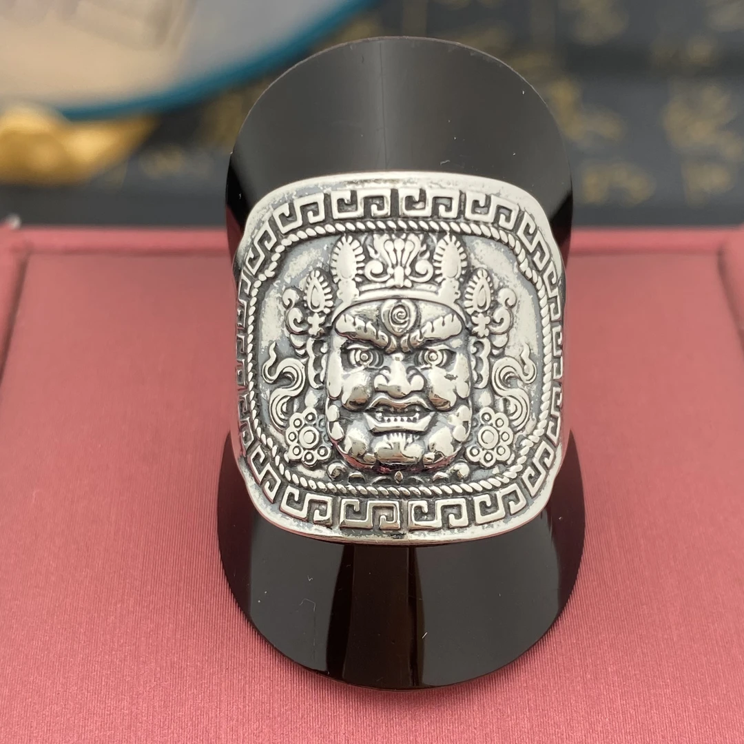 足银戒指 足银黄财神方形戒指