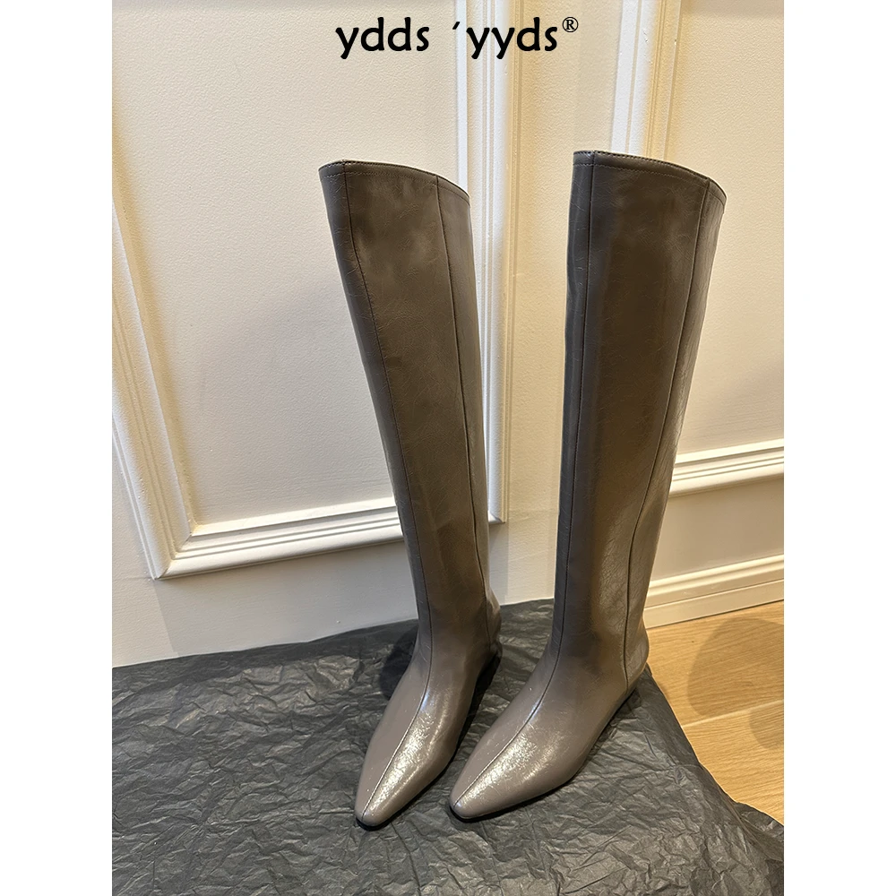 YDD/24秋冬新款小众设计百搭高筒小方头斜口粗跟过膝长靴/269