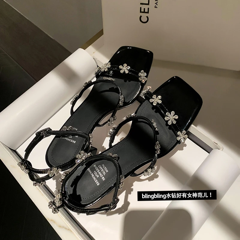 YDD/乘风破浪的你~/夏季新款时尚气质法式方头百搭细跟凉鞋/9381