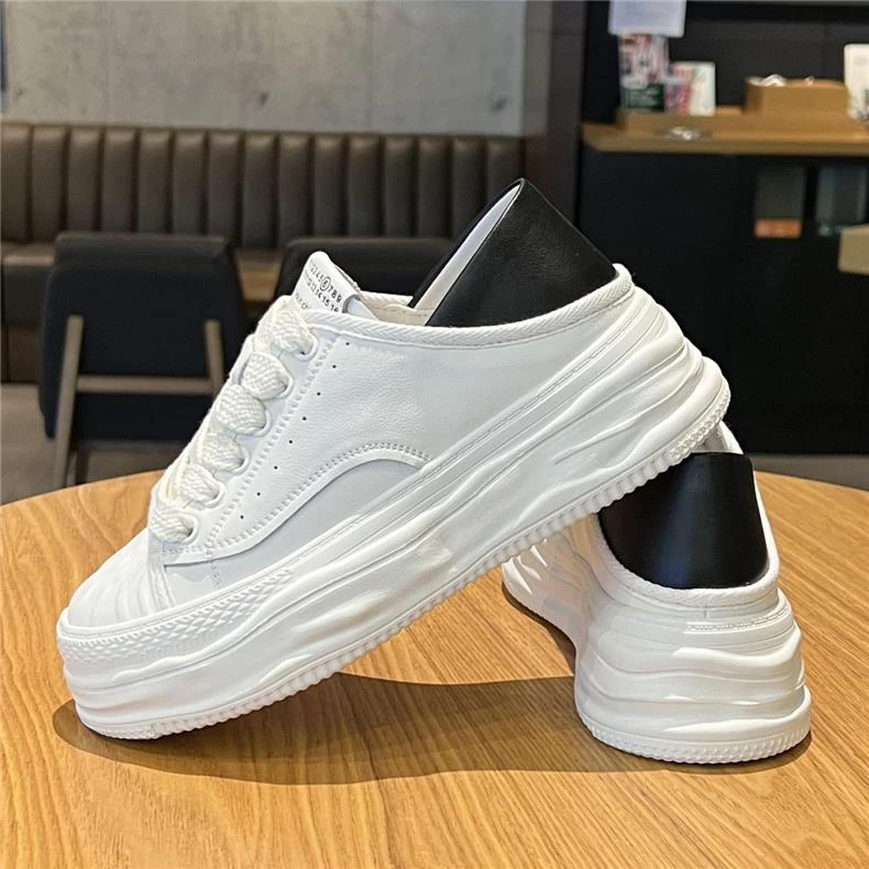 厚底小白鞋女2023新款鞋子韩版爆款百搭板鞋系带两穿女鞋潮