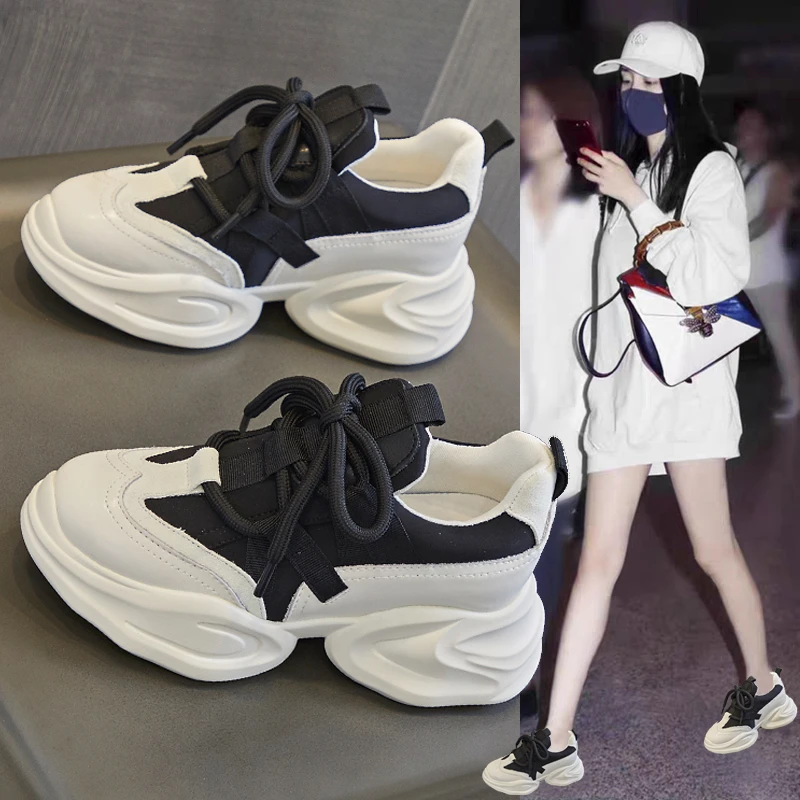 内增高老爹鞋女2024春季新款小个子厚底女鞋休闲百搭女款运动鞋