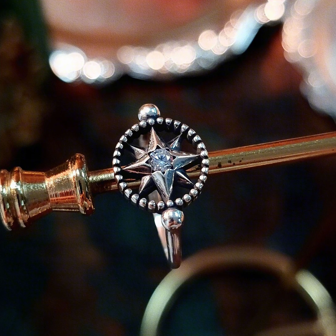 铜合金戒指 925银手工复古时尚六芒星戒指个性古风百搭