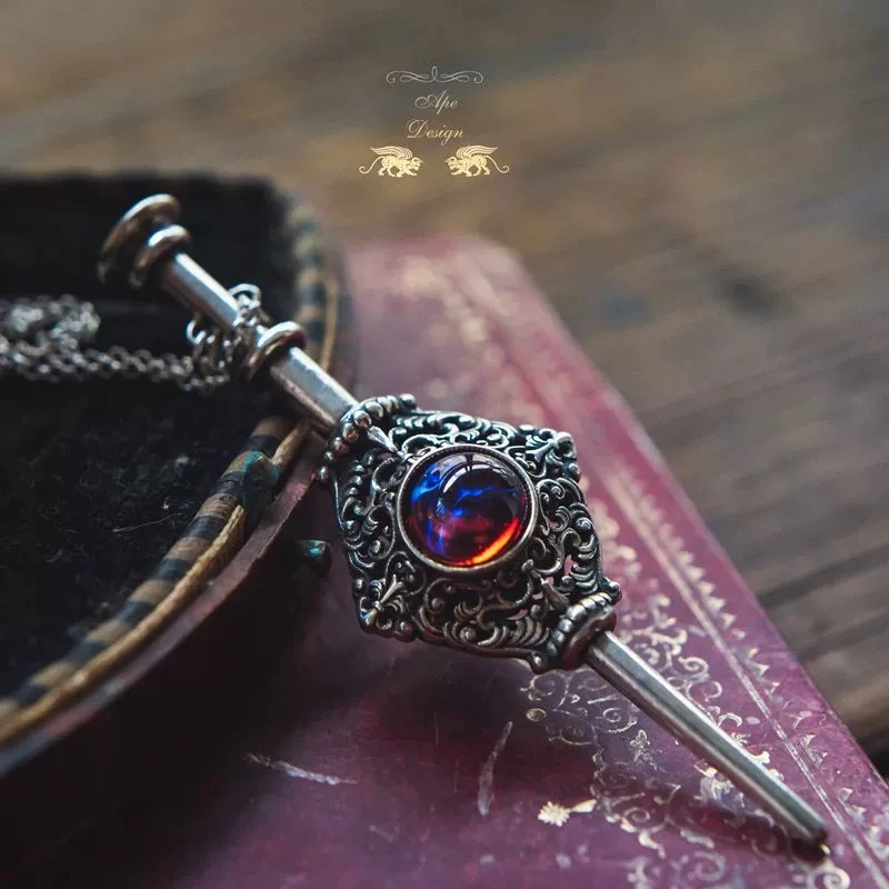 铜项链 哈利周边神奇动物在哪里滴血盟925纯银手工龙息石项链复古