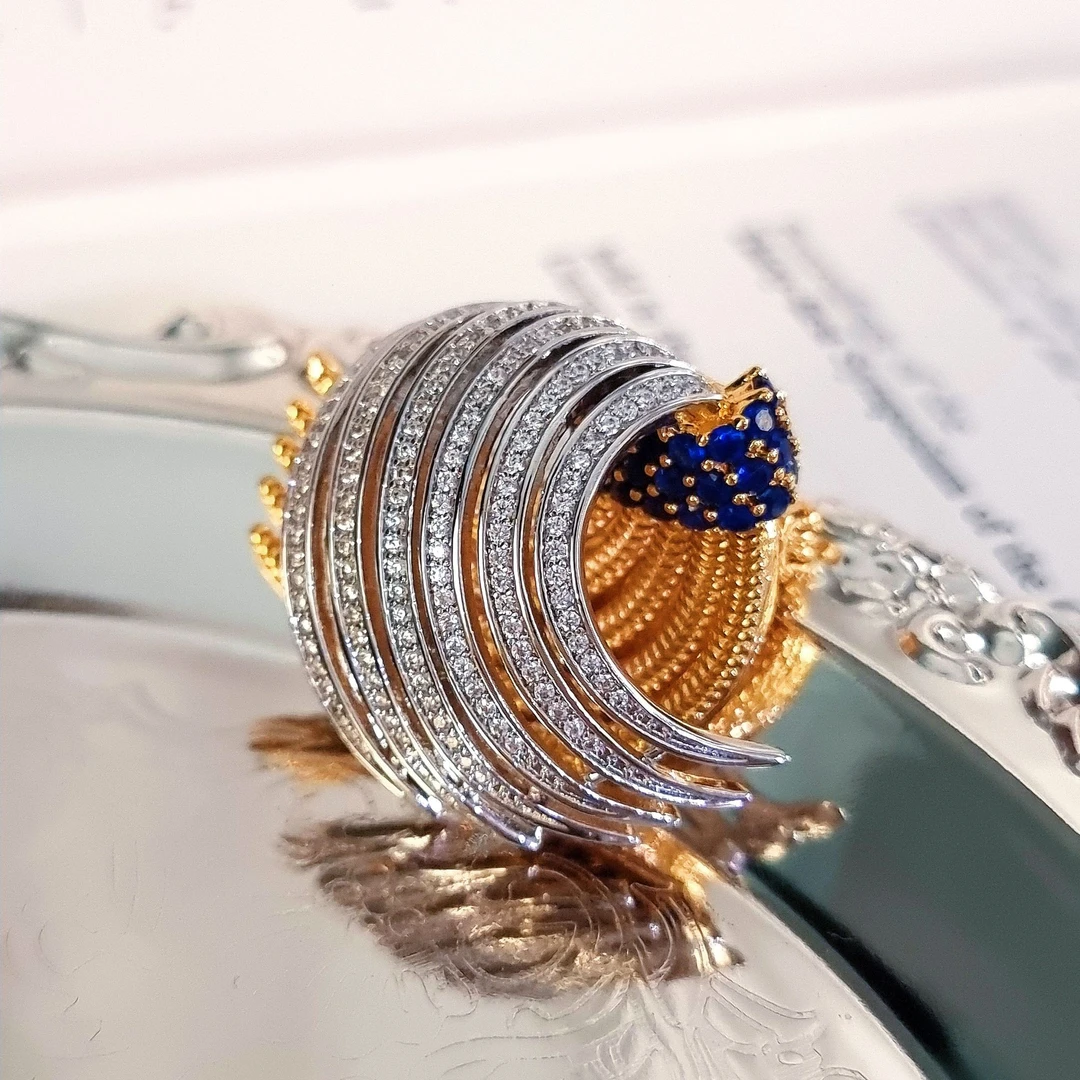 铜合金胸针 复古百搭凤羽胸针（新圆形）简约