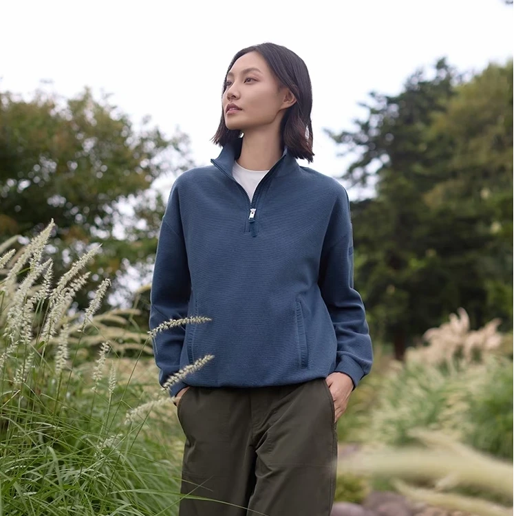 【琥珀流光风】AIGLE艾高早春保暖时尚百搭亲肤半拉抓绒衣BE07