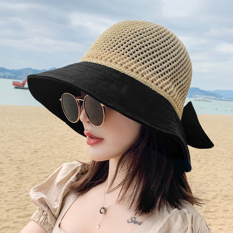 帽子女款夏天防晒遮阳草帽镂空时尚凉韩版潮百搭太阳帽出游渔夫帽