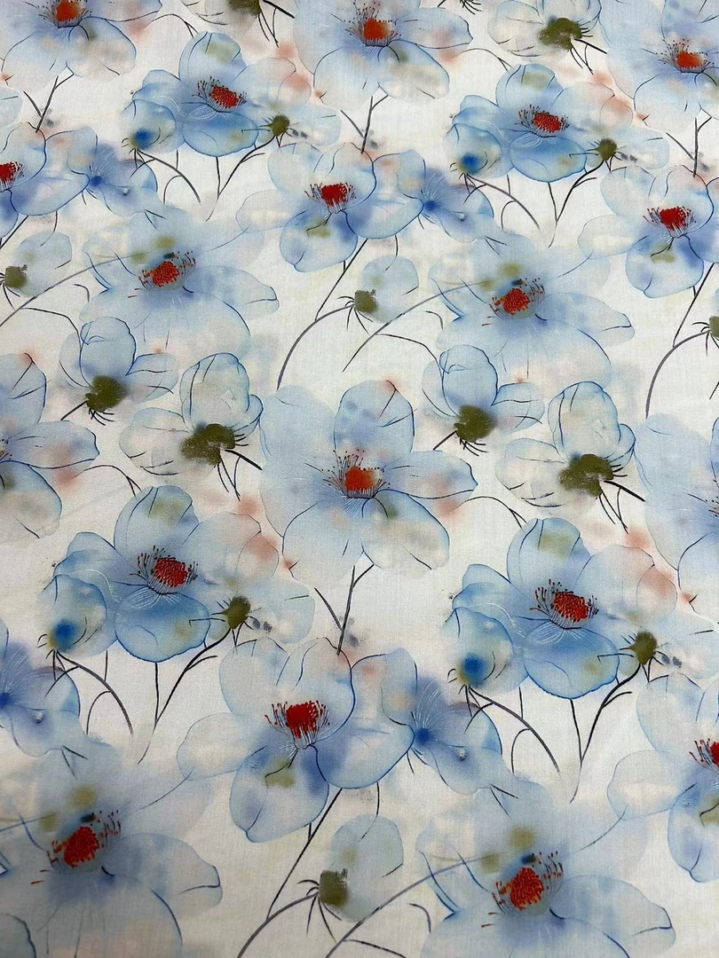 《小伟设计》杏花春雨127号棉绸面料布料 定制商品不支持退换