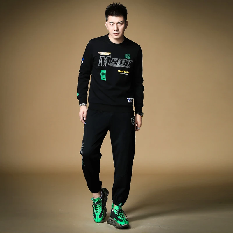 欧洲站秋冬卫衣卫裤套装男2025新款潮牌时尚男装运动两件套男
