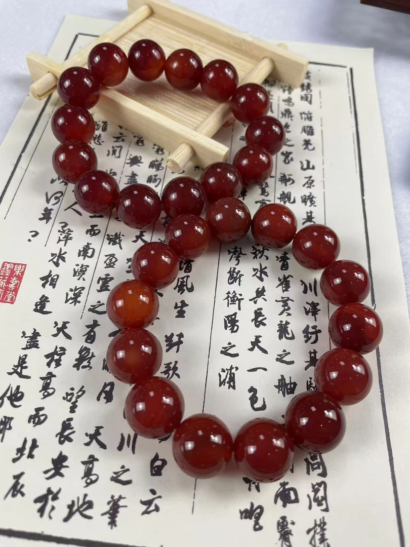 红玛瑙圆珠手串卡14【拍一发一多样性发货】