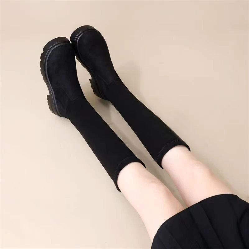 高品质 断码孤品撤柜女鞋雪地棉马丁靴长筒靴粗跟厚底过膝