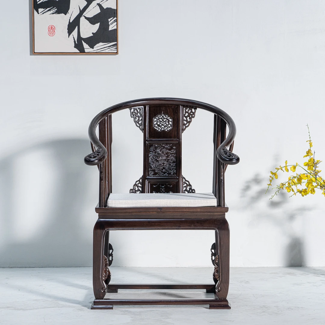 黑檀皇宫椅 主椅  圈椅纯黑檀 62*50*99*47