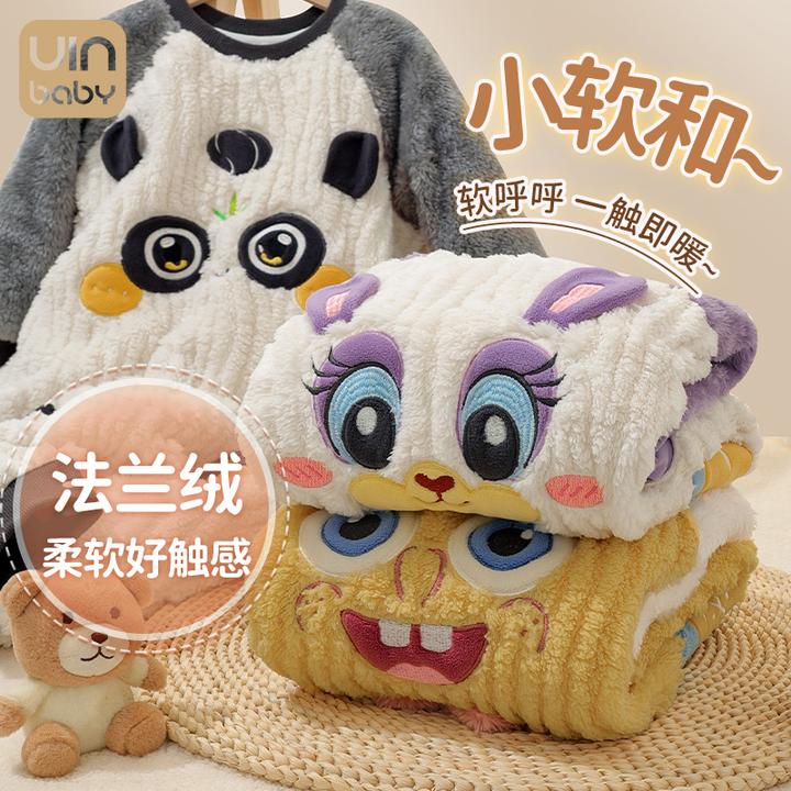 儿童连体睡袍冬季法兰加绒连体衣男女中小童法兰绒睡袋家居服睡衣