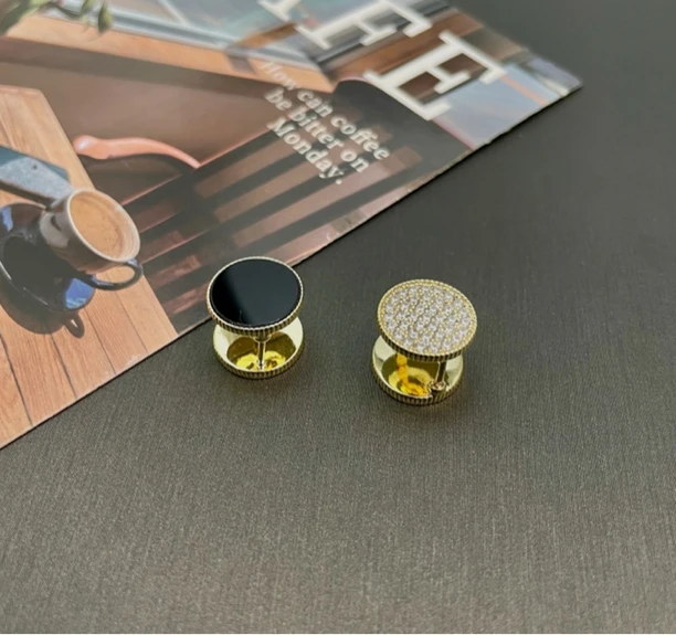 铜合金合成锆石耳饰 双面可戴简约百搭耳钉 s925银针百搭款四季款