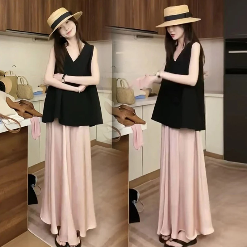 【苏安诺】孕妇装2024夏季新款韩版无袖宽松上衣+网红减龄半身裙女