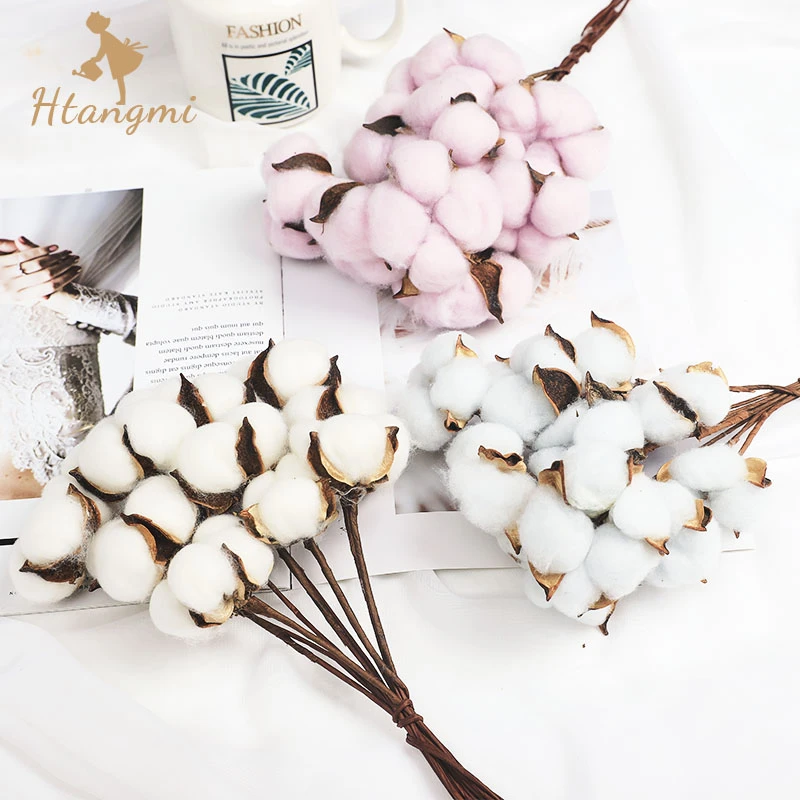【汉唐美】ins天然棉花头带杆乾燥花插花艺diy手工花束装饰材料用品