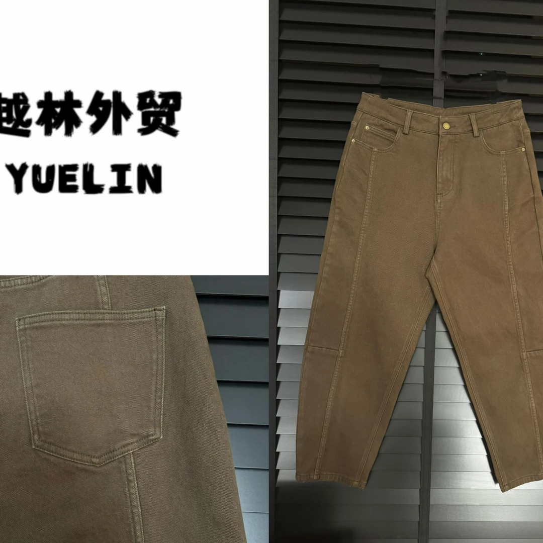 越林外贸-【咖色牛仔】2024秋冬弹力 加绒时尚百搭牛仔裤1465