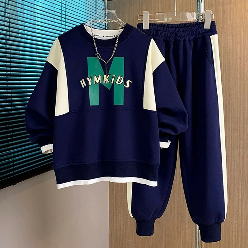 男童春款套装2024新款中大童超萌时尚休闲卫衣卫裤两件套12-15岁