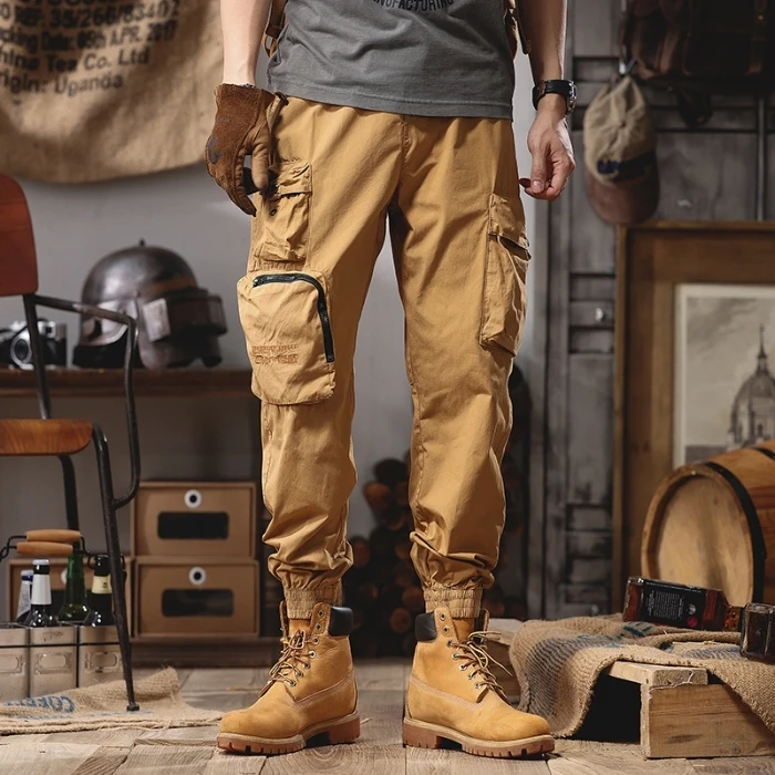 1652时尚复古工装裤子男宽松直筒情侣休闲裤春秋款潮牌阔腿束脚裤