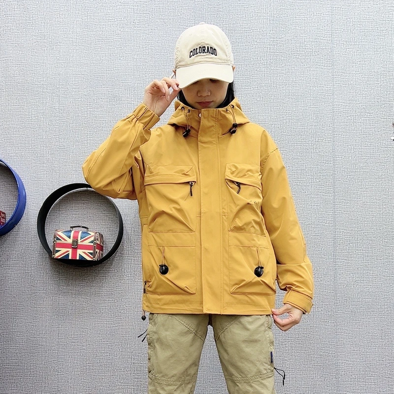 情侣款-连帽冲锋衣男女春秋季2024新款休闲工装男生夹克潮牌山系