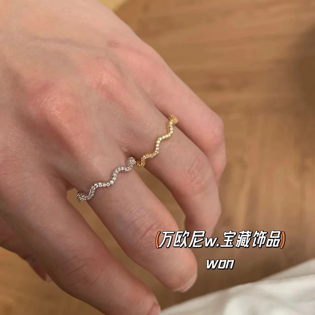 铜合金合成锆石戒指 CHANGE x 波浪  戒指日常百搭主
