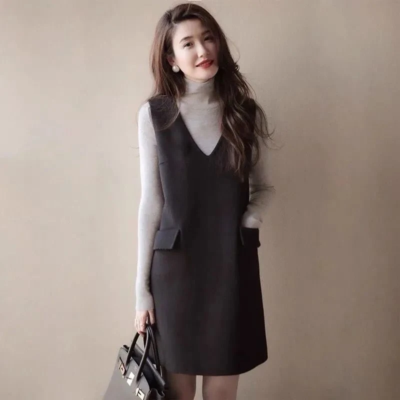 【专柜品质】新中式小香风外穿毛呢背心裙女秋冬新款名媛气质连衣裙