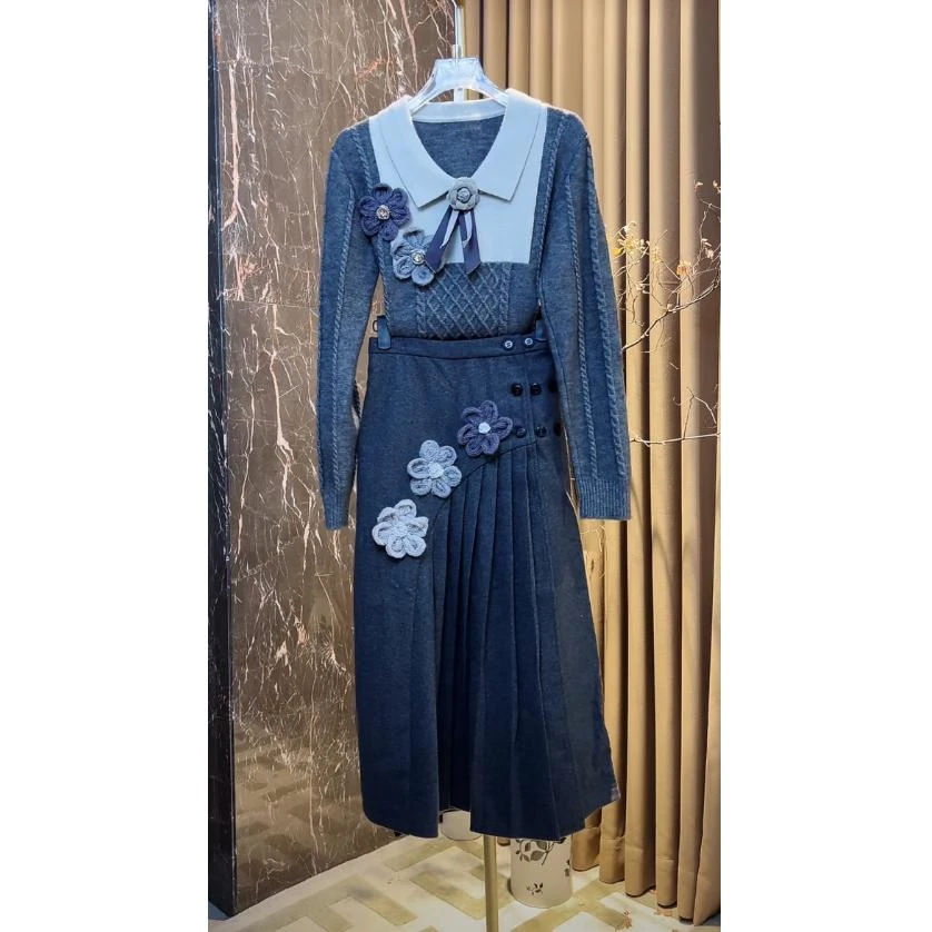 芙娜妮轻奢秋冬新款小众设计气质显瘦名媛女装两件套F2432605