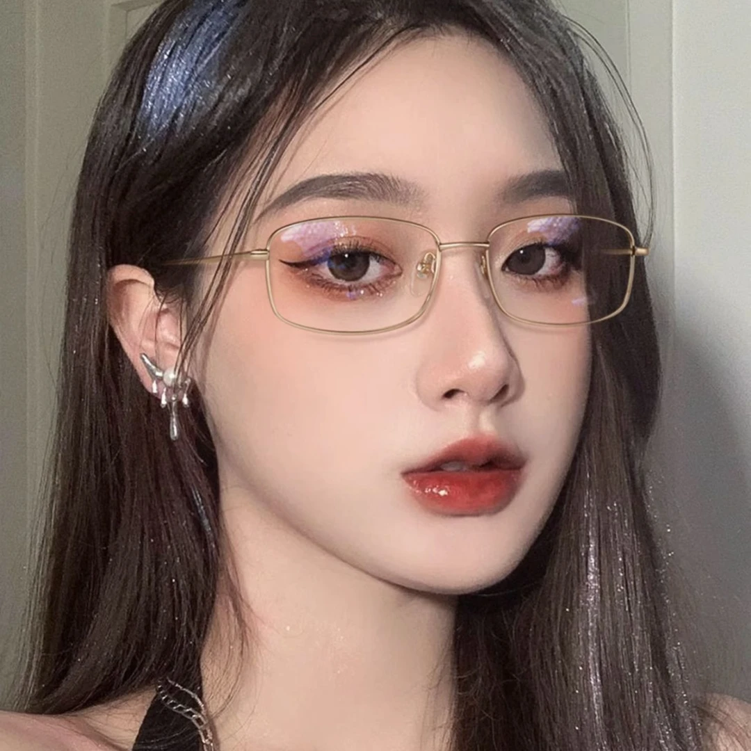 金丝小框眼镜男生眼镜潮流斯文败类近视镜女纯欲方框眼镜框防蓝光