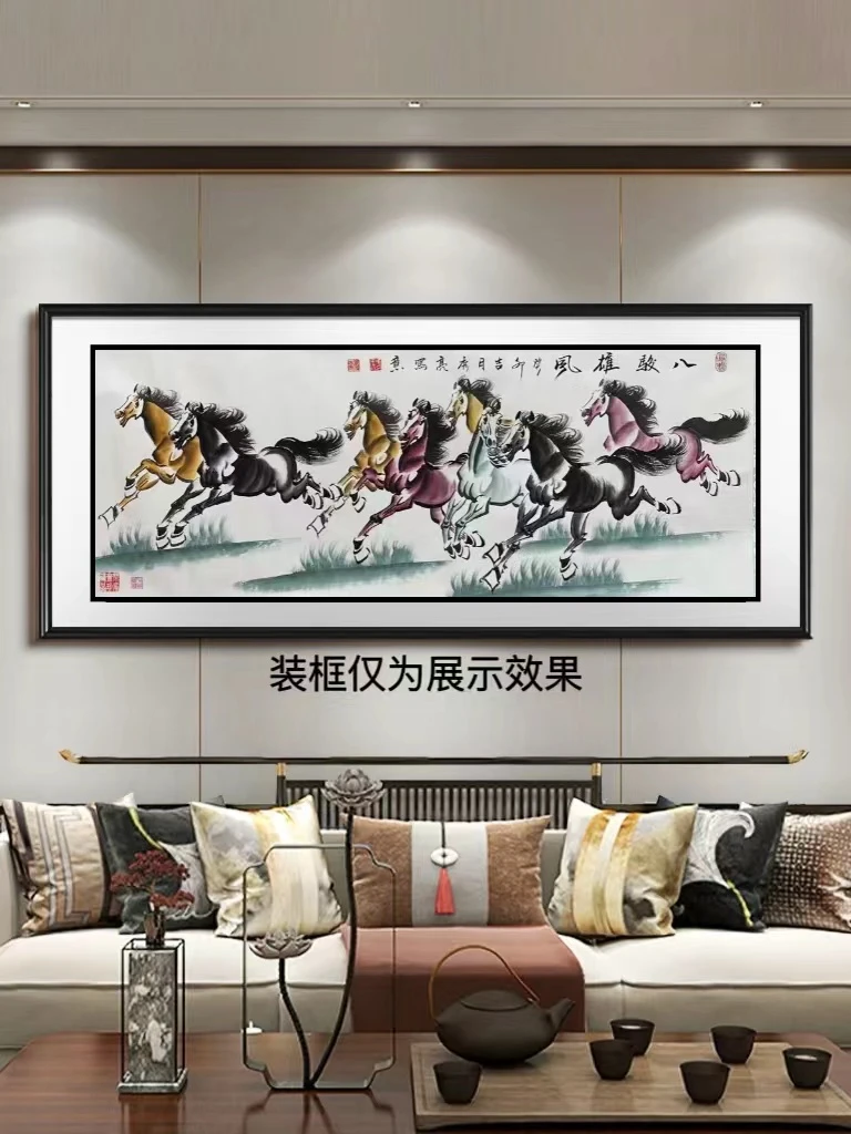 方秀亮老师--八骏雄风--六尺白轴---不带框--