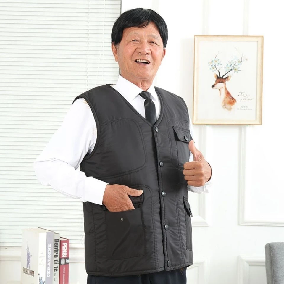 秋冬热卖男士加棉马甲中老年棉保暖背心新款加厚棉坎肩老人爸爸装