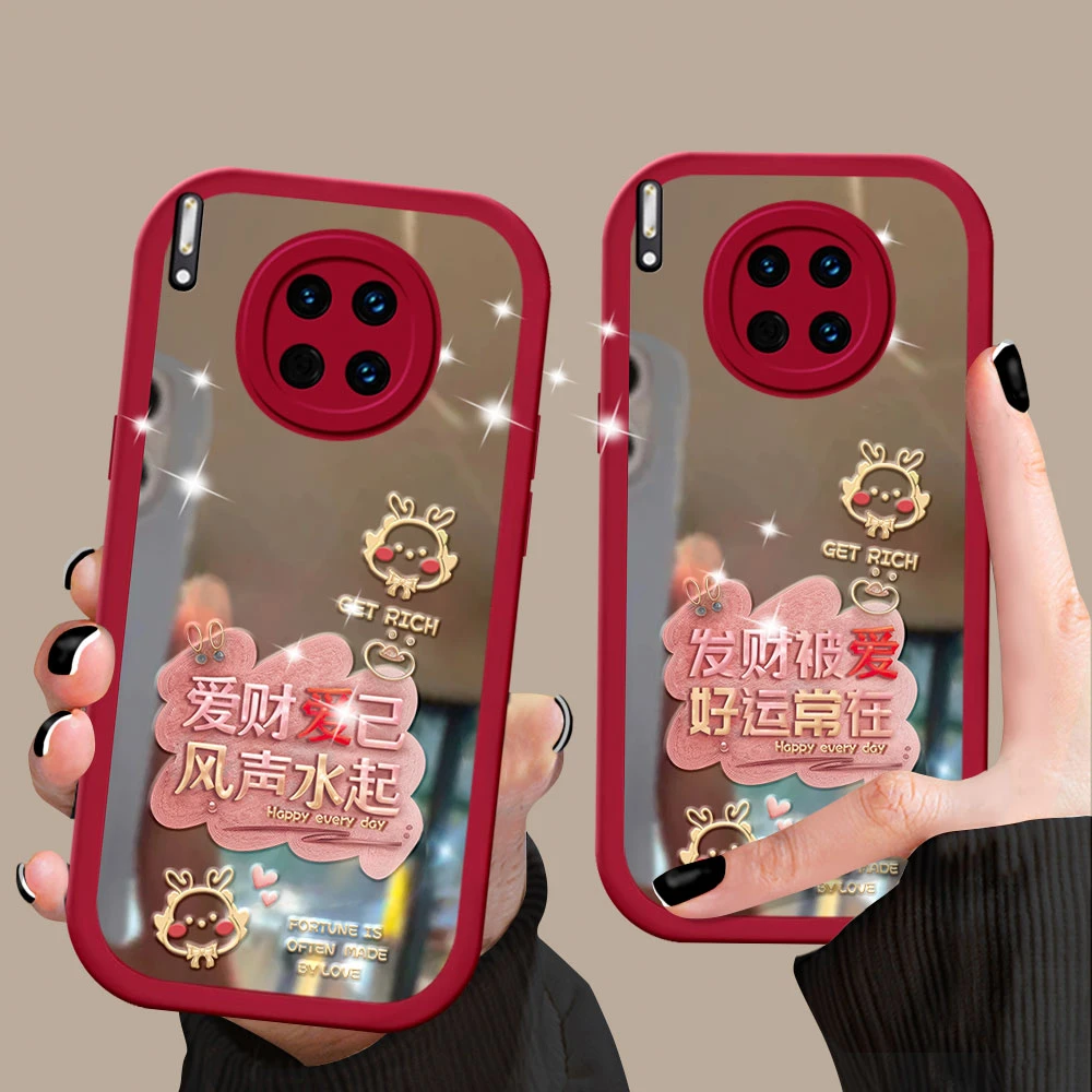 【华为MATE30】新年款爱财爱己镜面创意镜头全包防摔女手机壳
