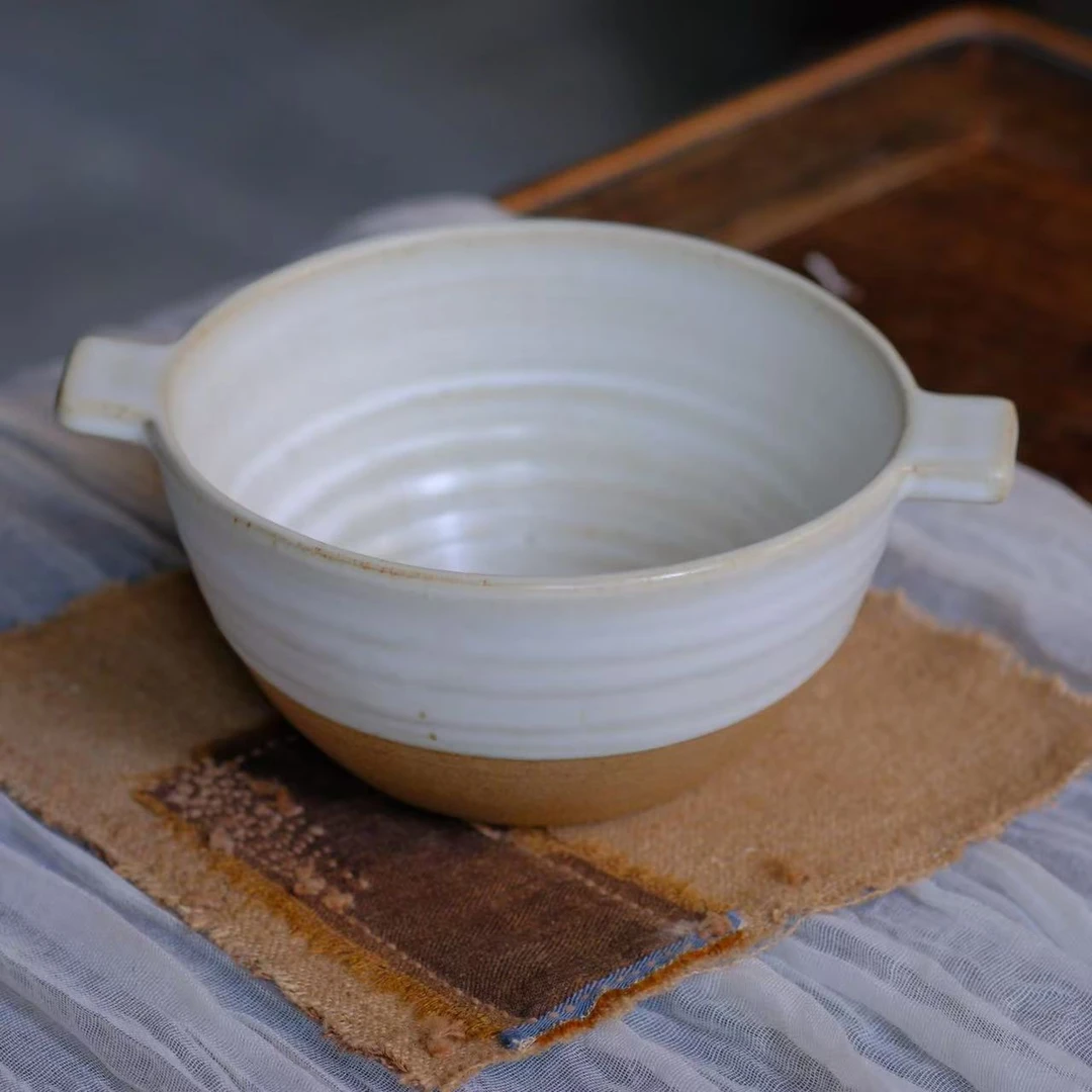 小喜宅 手工双耳汤碗（口径13.5cm）