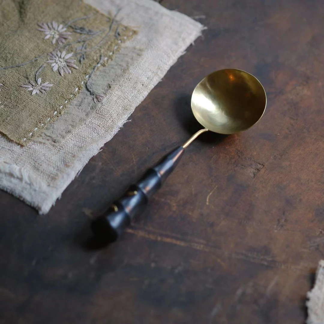 小喜宅 手工黑檀木铜勺