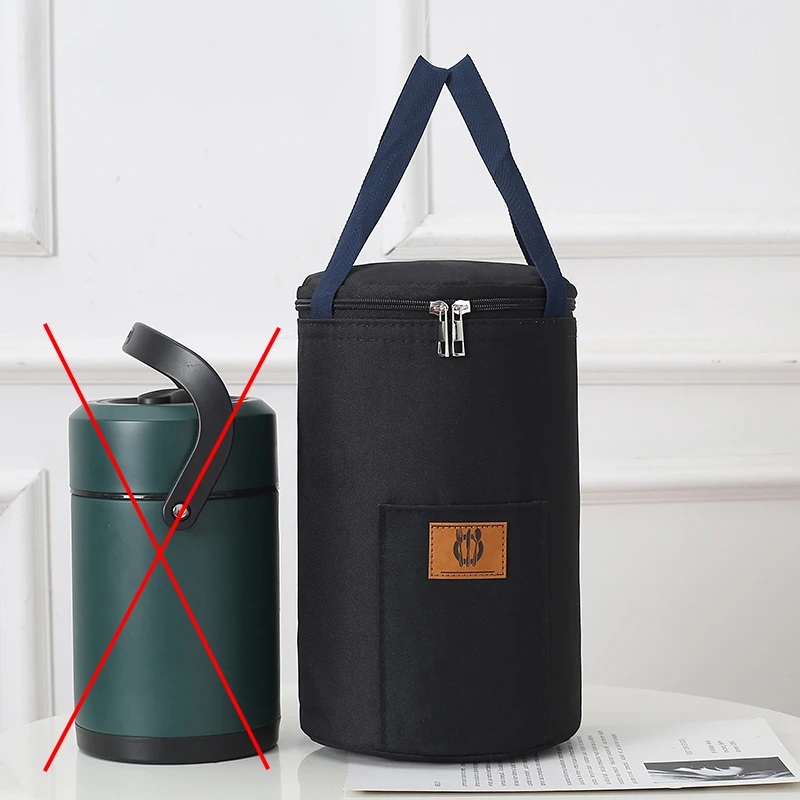 饭袋便当包保温桶袋子学生圆形饭盒袋便当盒饭桶保温袋带饭手提包