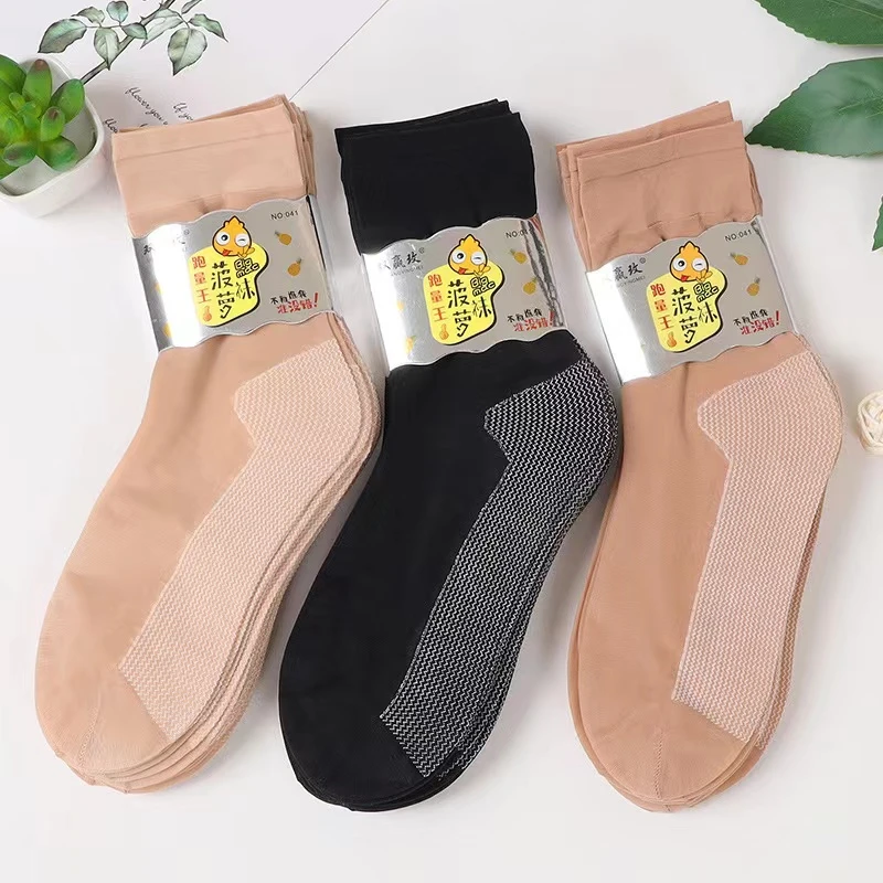 韩版四代棉底刚丝袜  春夏防勾丝薄款吸汗耐磨中筒袜  带脚跟袜子