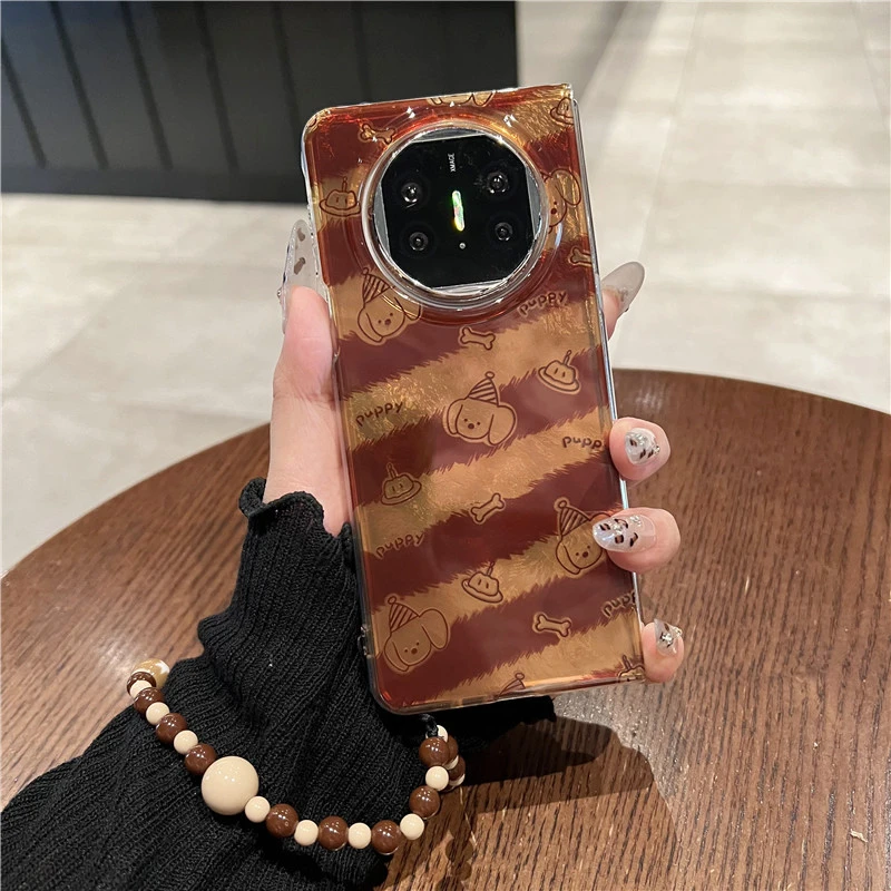 适用华为matex5折叠屏手机壳卡通棕条纹线条骨头狗狗matex3典藏版