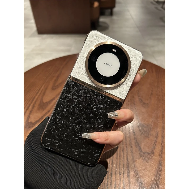 适用华为mate60pro+手机壳mate70pro高级感皮质浮雕立体国风祥云