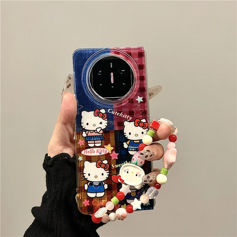 适用华为mateX5折叠屏手机壳新款mateX3卡通拼接牛仔凯蒂猫典藏版